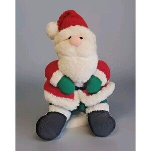 Plush Sata Clause Sitting Stuffed Toy Decoration International Silver Co 14"